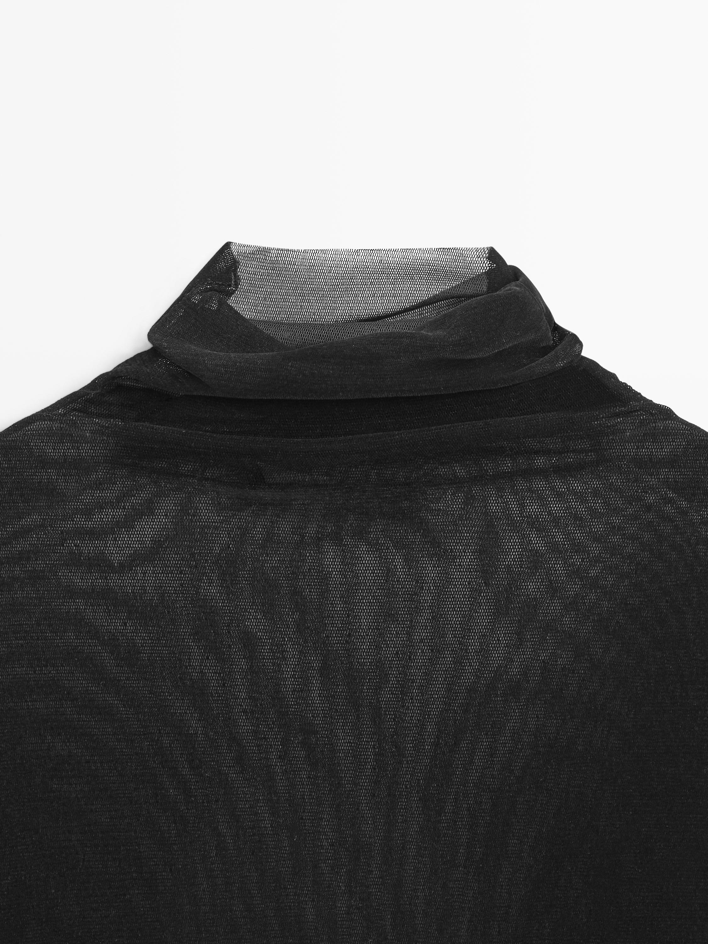 Semi-sheer long sleeve T-shirt